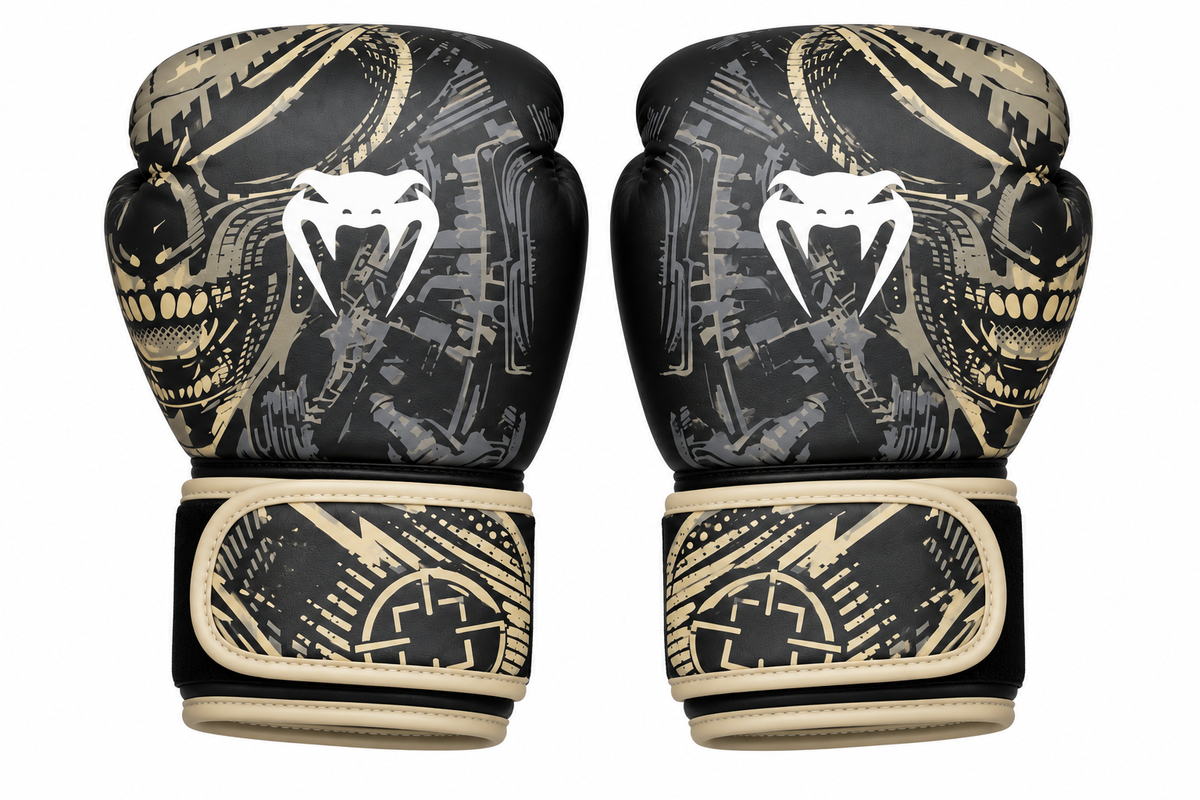 Boxing Gloves – Black & Gold Skull Design – Boxing & MMA – Baba Saleh Sports Egypt