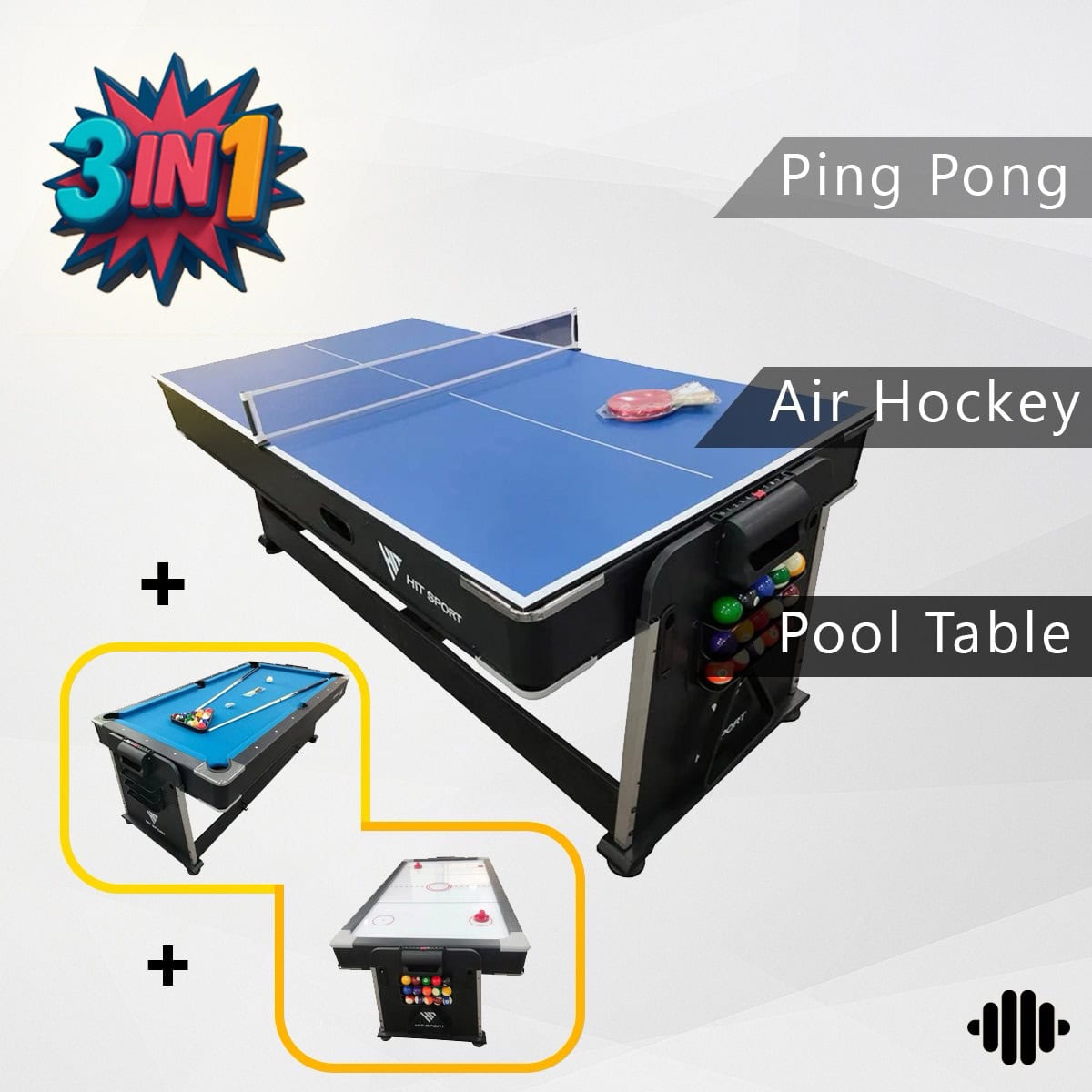 3-in-1 Game Table, Billiards, Air Hockey, Table Tennis, 7 Feet Black Table – Billiards