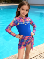 ⁦Girls Long Sleeve Swimsuit⁩ - الصورة ⁦3⁩
